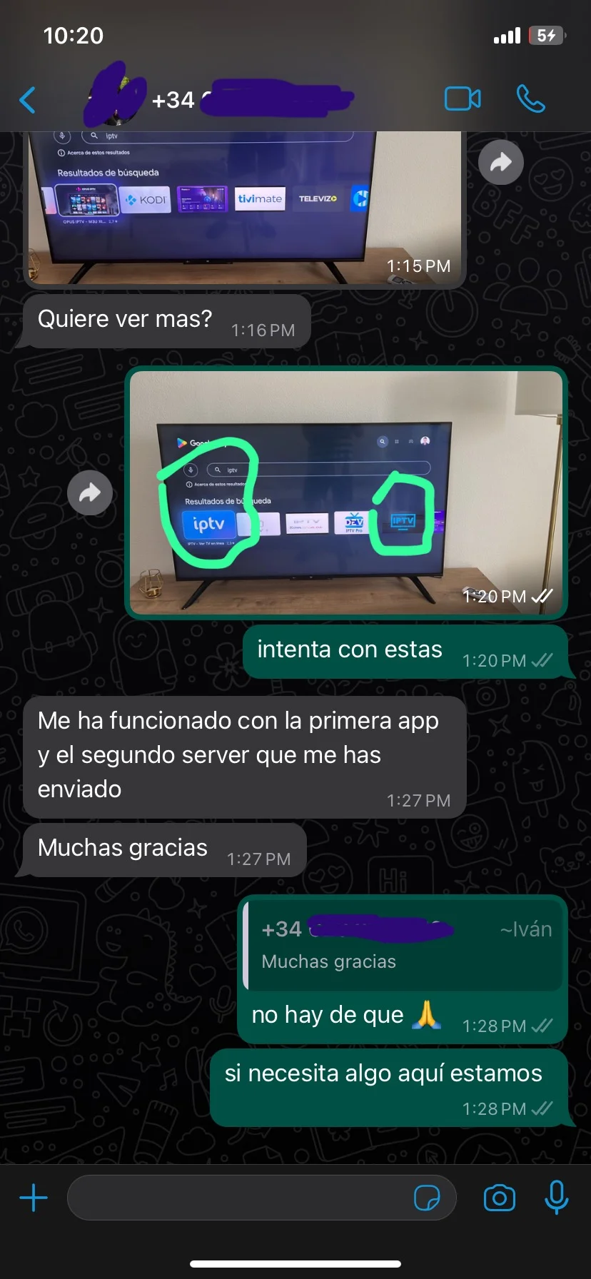 Reseña de cliente en WhatsApp