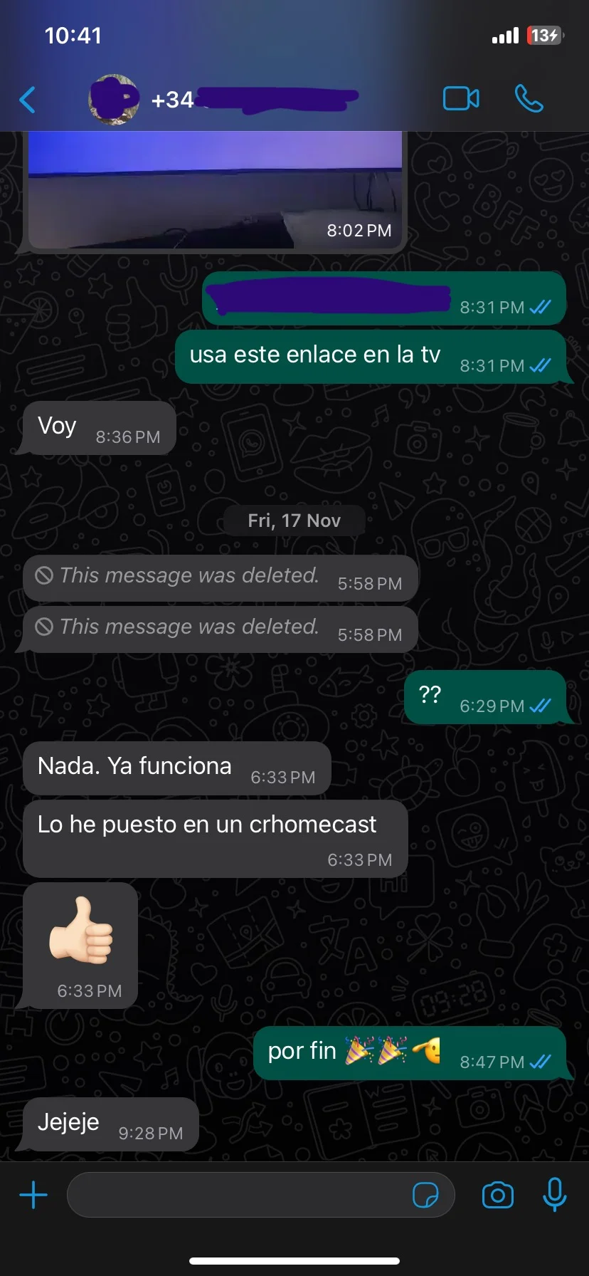 Reseña de cliente en WhatsApp
