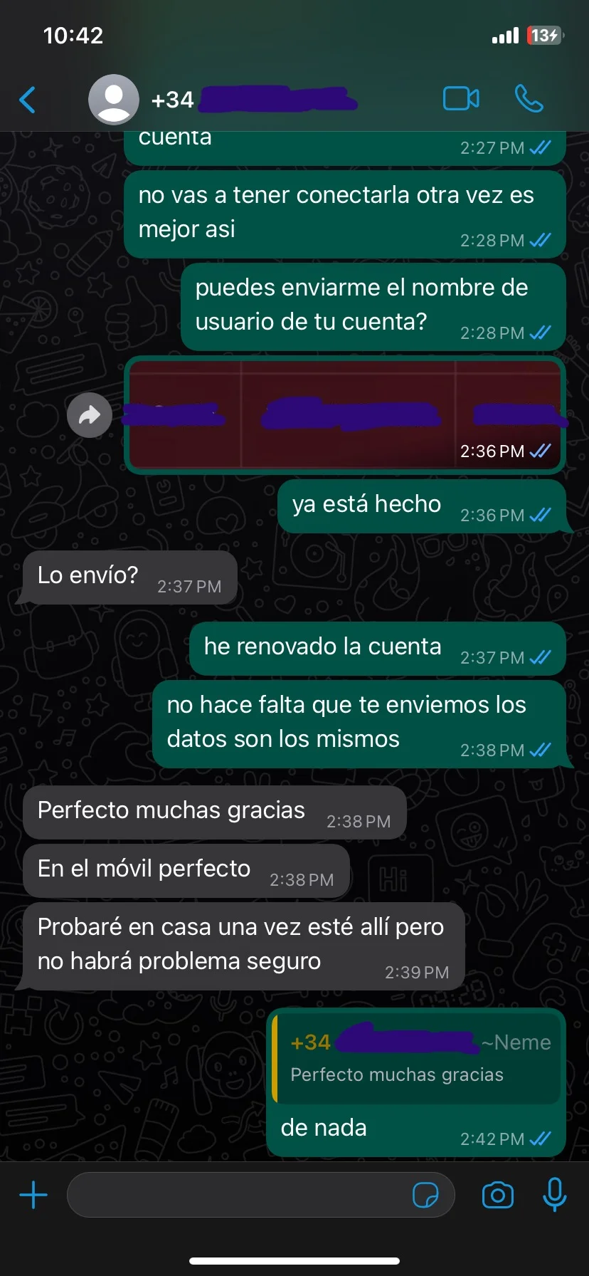 Reseña de cliente en WhatsApp